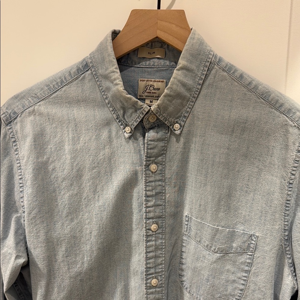 JCrew Men's Light Blue Shirt - Organic Cotton (Medium & Slim) - Picture 4 of 5